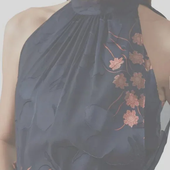 Reiss Lake Floral Halterneck Burnout Dress - Picture 4 of 4